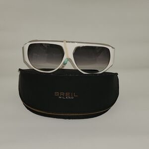 NWT $300 Breil Milano White Sunglasses With Black Case